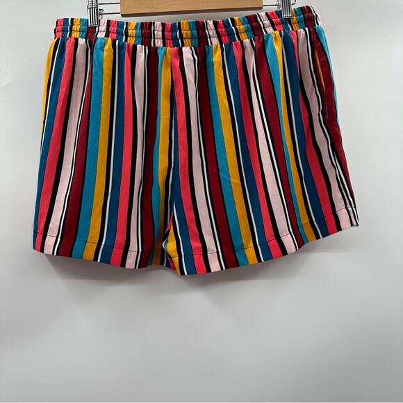 Guess Bright Multicolor Striped High Rise Tie Waist Shorts‎ Size XL - Picture 4 of 10
